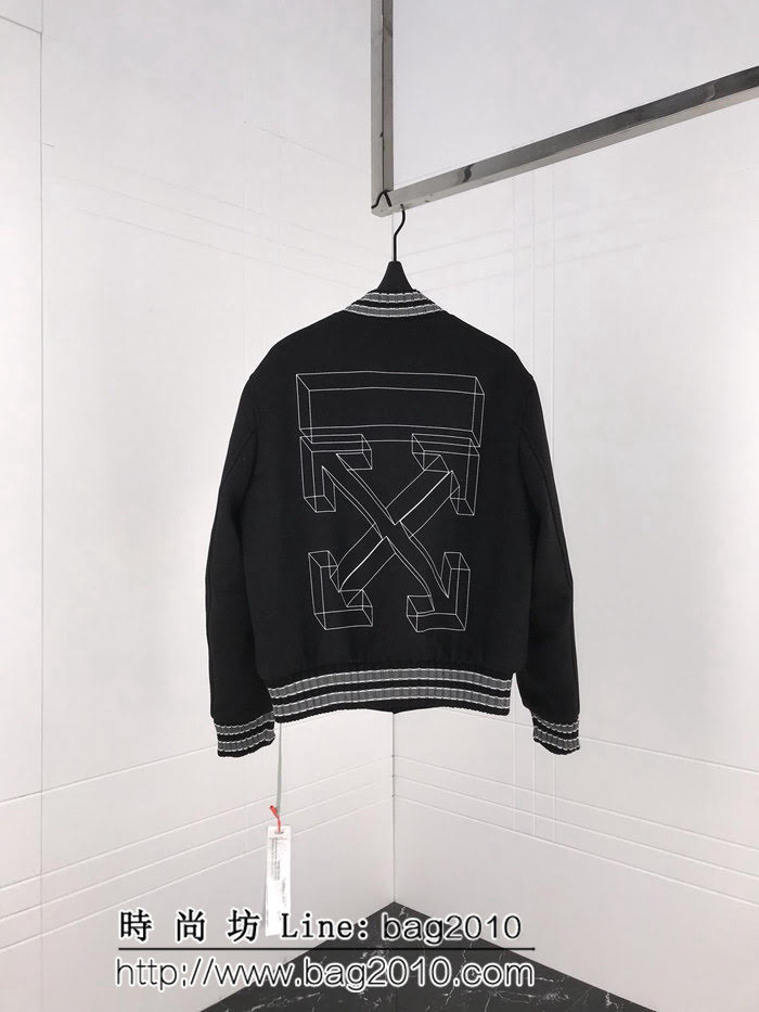 OW18FW 素描箭頭毛呢 羊毛呢面料 超級厚實 保暖夾克棒球服 開模訂制原版四合扣 修身版型 情侶款 ydi2583